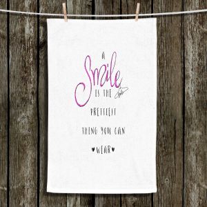 Unique Hanging Tea Towels | Zara Martina - A Smile Pink Sparkle | Inspiring Typography Lady Like