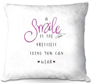 Decorative Outdoor Patio Pillow Cushion | Zara Martina - A Smile Pink Sparkle | Inspiring Typography Lady Like