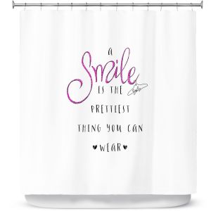 Premium Shower Curtains | Zara Martina - A Smile Pink Sparkle | Inspiring Typography Lady Like