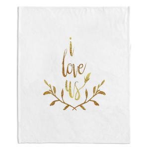 Decorative Fleece Throw Blankets | Zara Martina - I Love Us Gold White