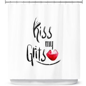 Premium Shower Curtains | Zara Martina - Kiss My Grits | Inspiring Typography Lady Like