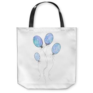 Unique Shoulder Bag Tote Bags | Zara Martina - Let It Go Blue White | Typography Inspiring Balloons
