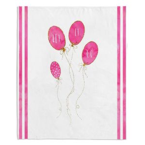 Decorative Fleece Throw Blankets | Zara Martina - Let It Go Pink Gold Stripe White | Typography Inspiring Balloons