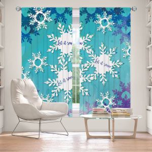 Decorative Window Treatments | Zara Martina - Let It Snow Blue Purple | Holiday Snowflakes