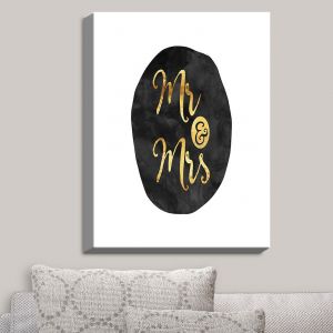 Decorative Canvas Wall Art | Zara Martina - Mr. And Mrs. Gold Black Circle | Wedding Love Mr. And Mrs. Circle