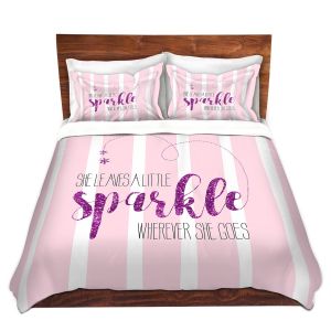 Artistic Duvet Covers and Shams Bedding | Zara Martina - She Sparkles Stripe l Pinks