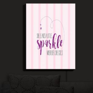 Nightlight Sconce Canvas Light | Zara Martina - She Sparkles Stripe II Pinks | She Sparkles Sayings Femenine Whimsical Stripes