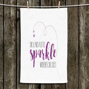 Unique Hanging Tea Towels | Zara Martina - She Sparkles White Pink | She Sparkles Sayings Femenine Whimsical