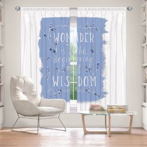 Decorative Window Treatments | Zara Martina - Wonder is Wisdom Blue | Inspiring Typography