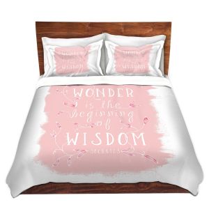 Artistic Duvet Covers and Shams Bedding | Zara Martina - Wonder is Wisdom Rose | Inspiring Typography