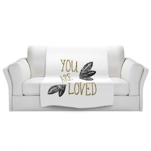 Artistic Sherpa Pile Blankets | Zara Martina - You Are Loved Gold Black Leaves | Love Leaves Inspiring Wedding